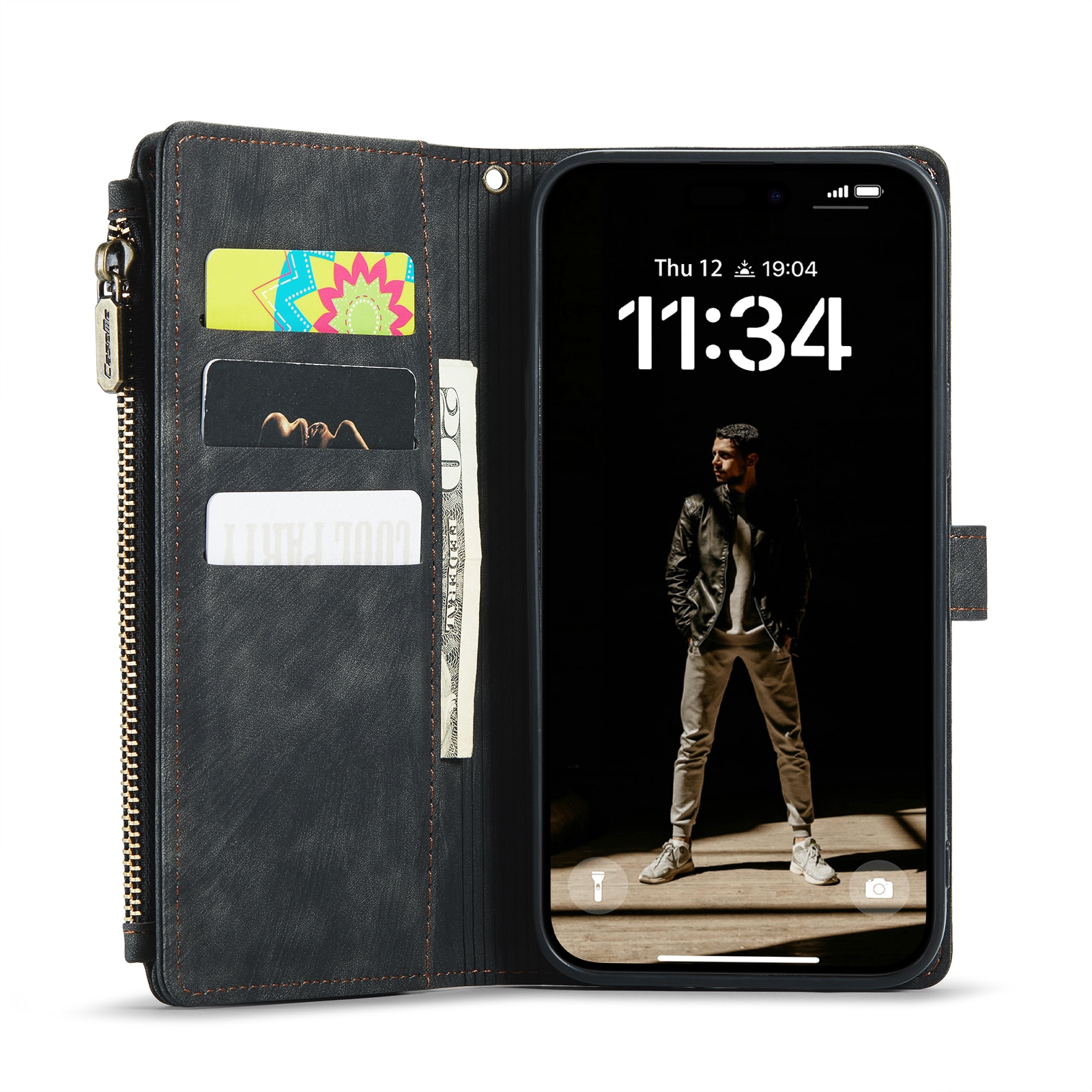 Cartera Zipper iPhone 16 Plus Negro