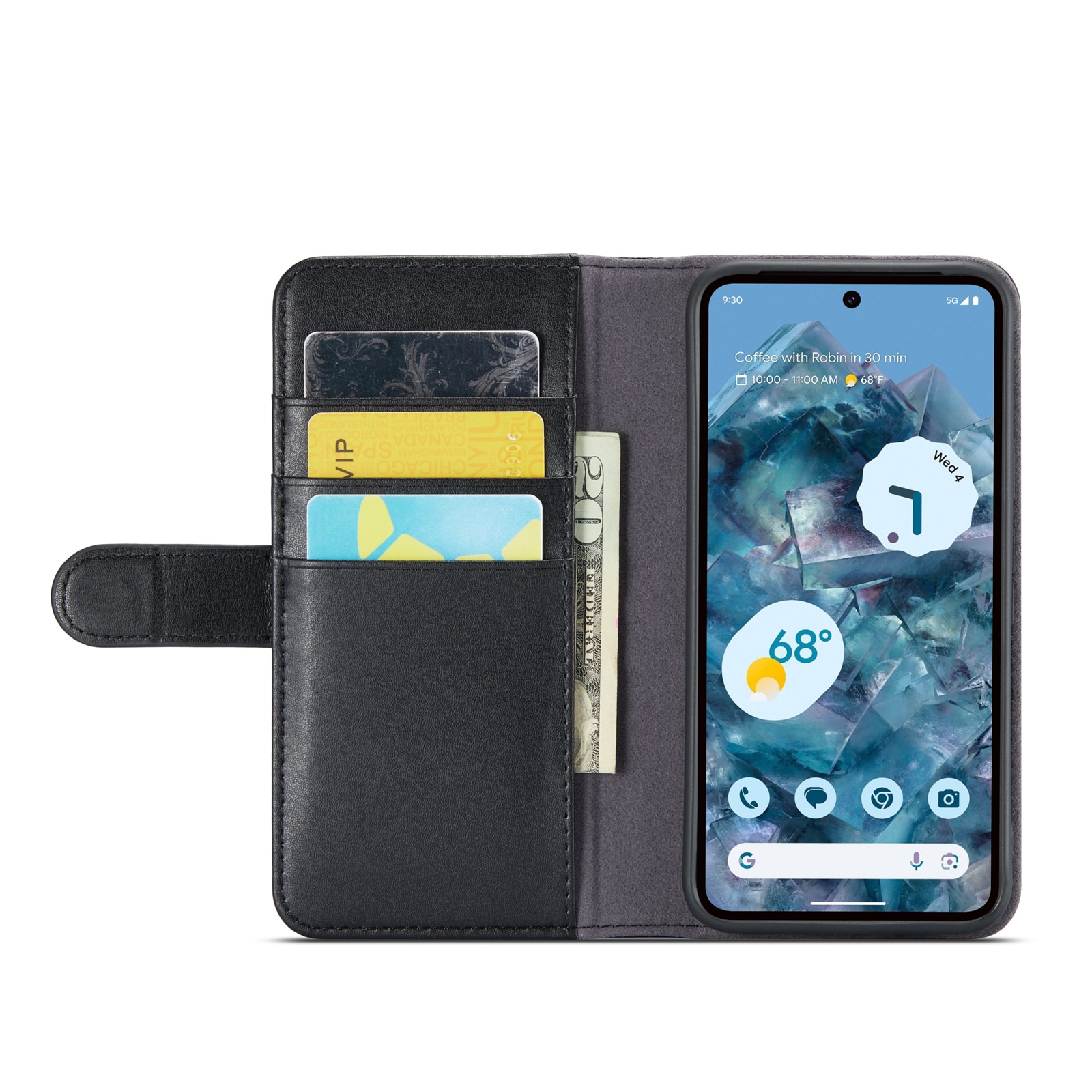 Funda de cuero genuino Google Pixel 9, negro