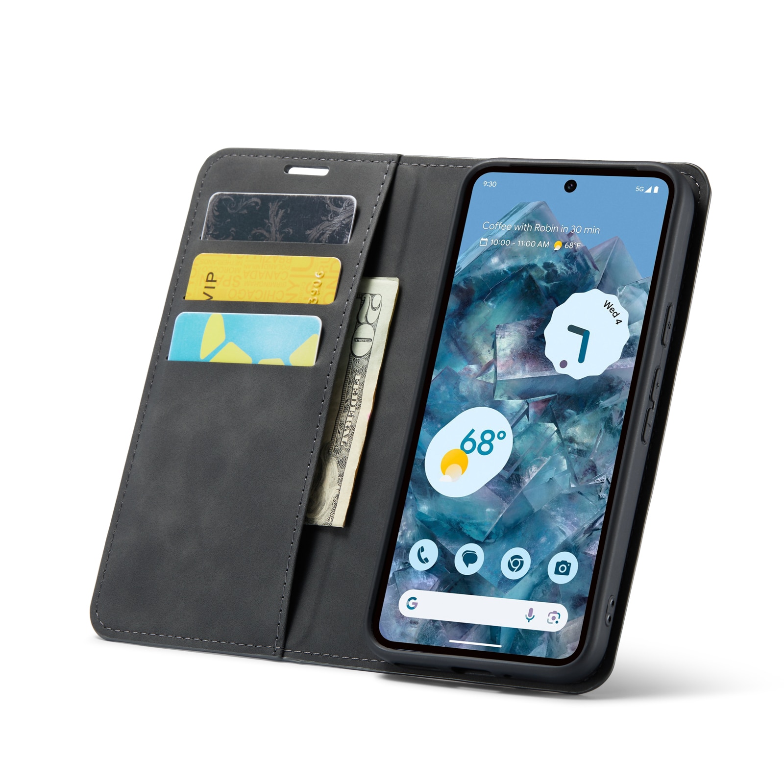 Funda delgada cartera Google Pixel 9 negro