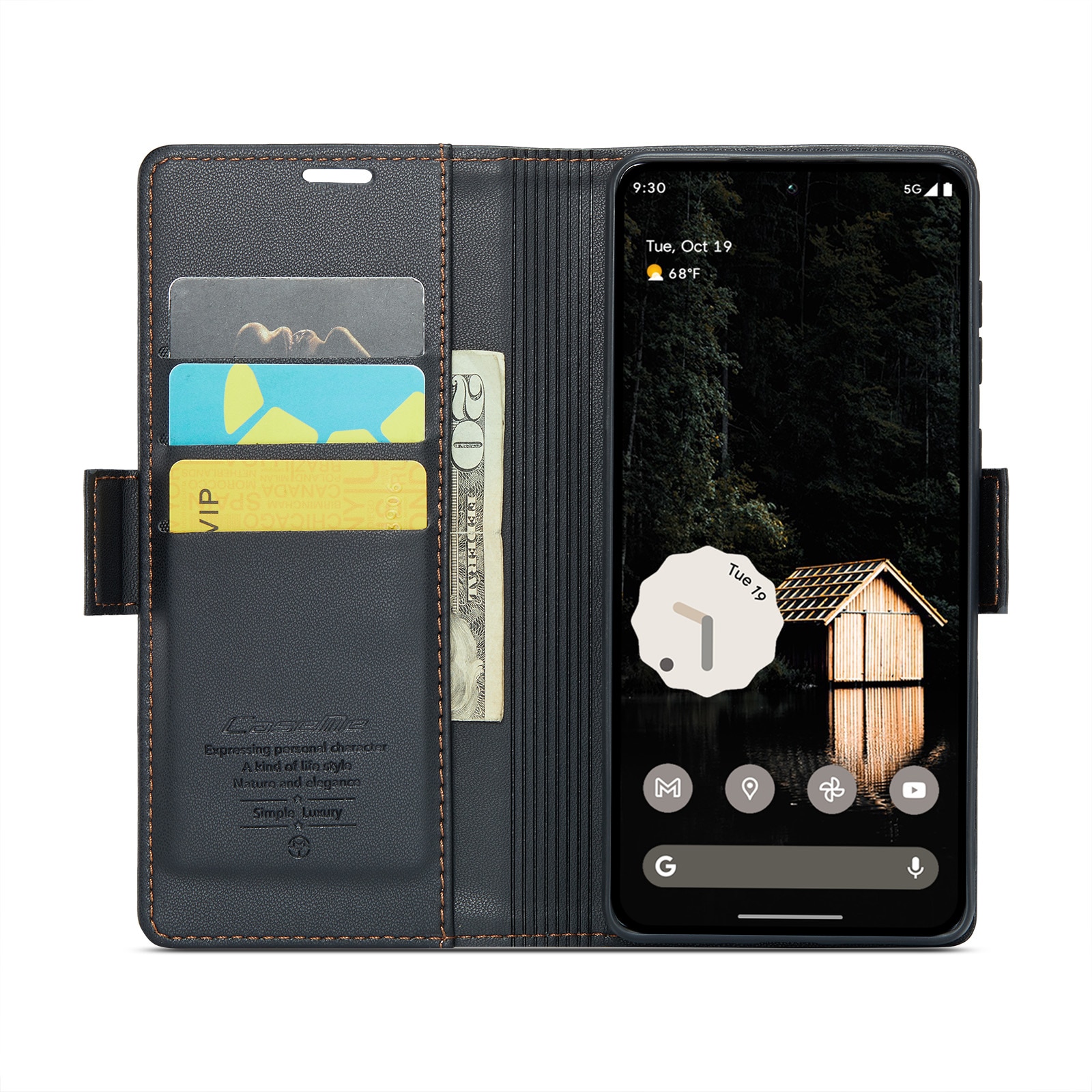 Funda delgada con solapa anti-RFID Google Pixel 9 Pro XL Negro