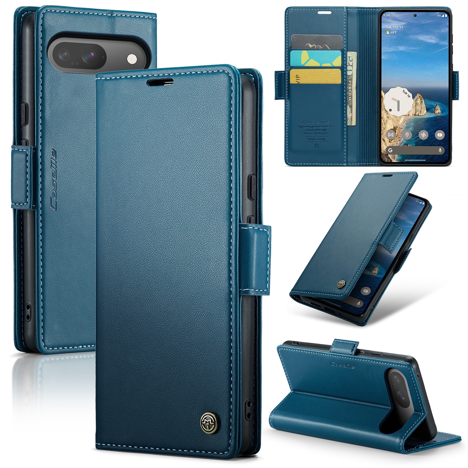 Funda delgada con solapa anti-RFID Google Pixel 9 Pro Azul