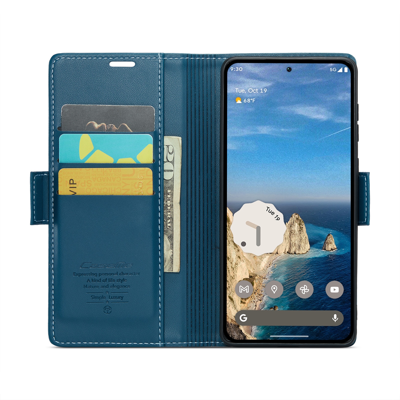 Funda delgada con solapa anti-RFID Google Pixel 9 Azul