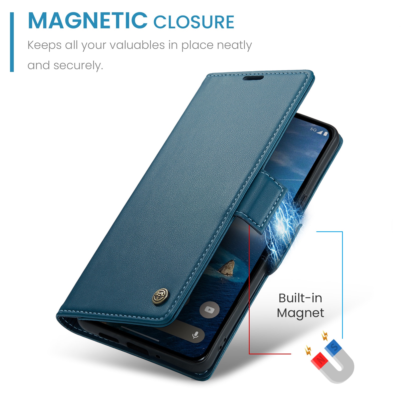 Funda delgada con solapa anti-RFID Google Pixel 9 Pro Azul