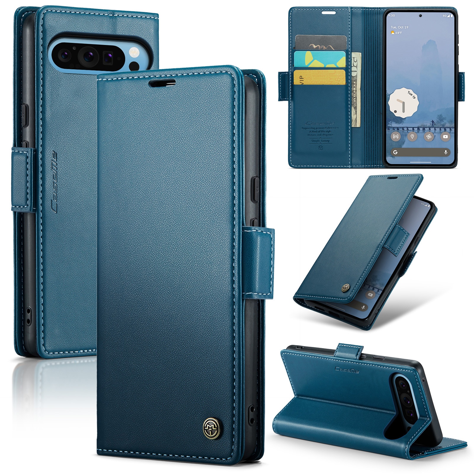 Funda delgada con solapa anti-RFID Google Pixel 9 Pro XL Azul