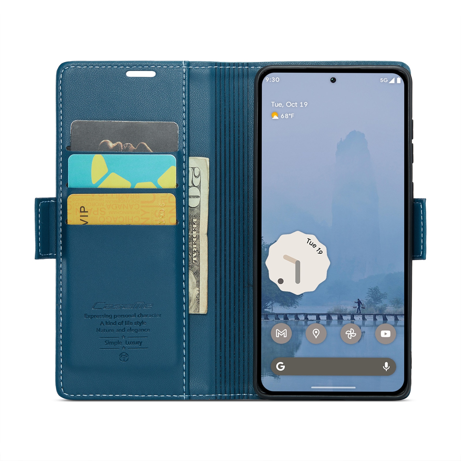 Funda delgada con solapa anti-RFID Google Pixel 9 Pro XL Azul