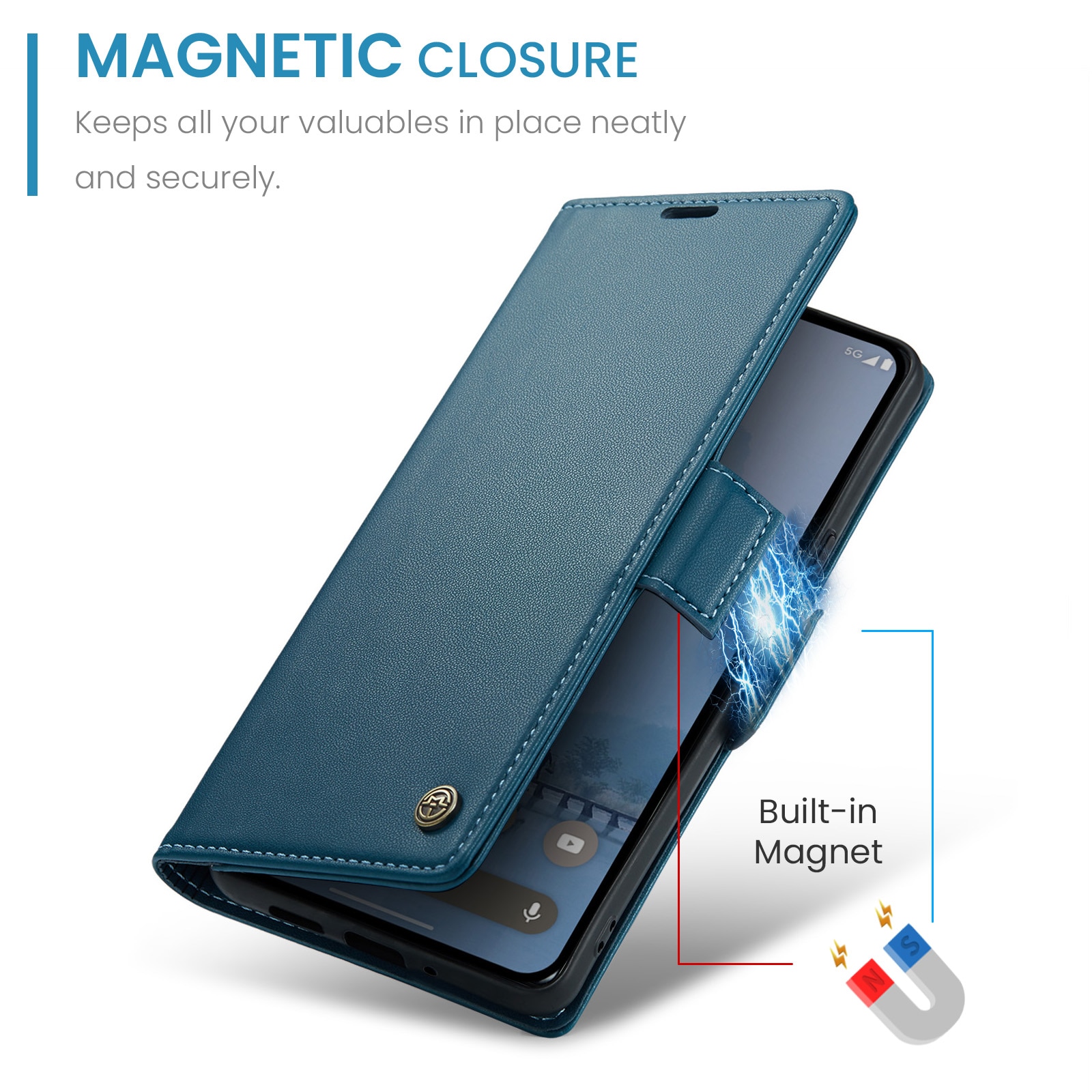 Funda delgada con solapa anti-RFID Google Pixel 9 Pro XL Azul