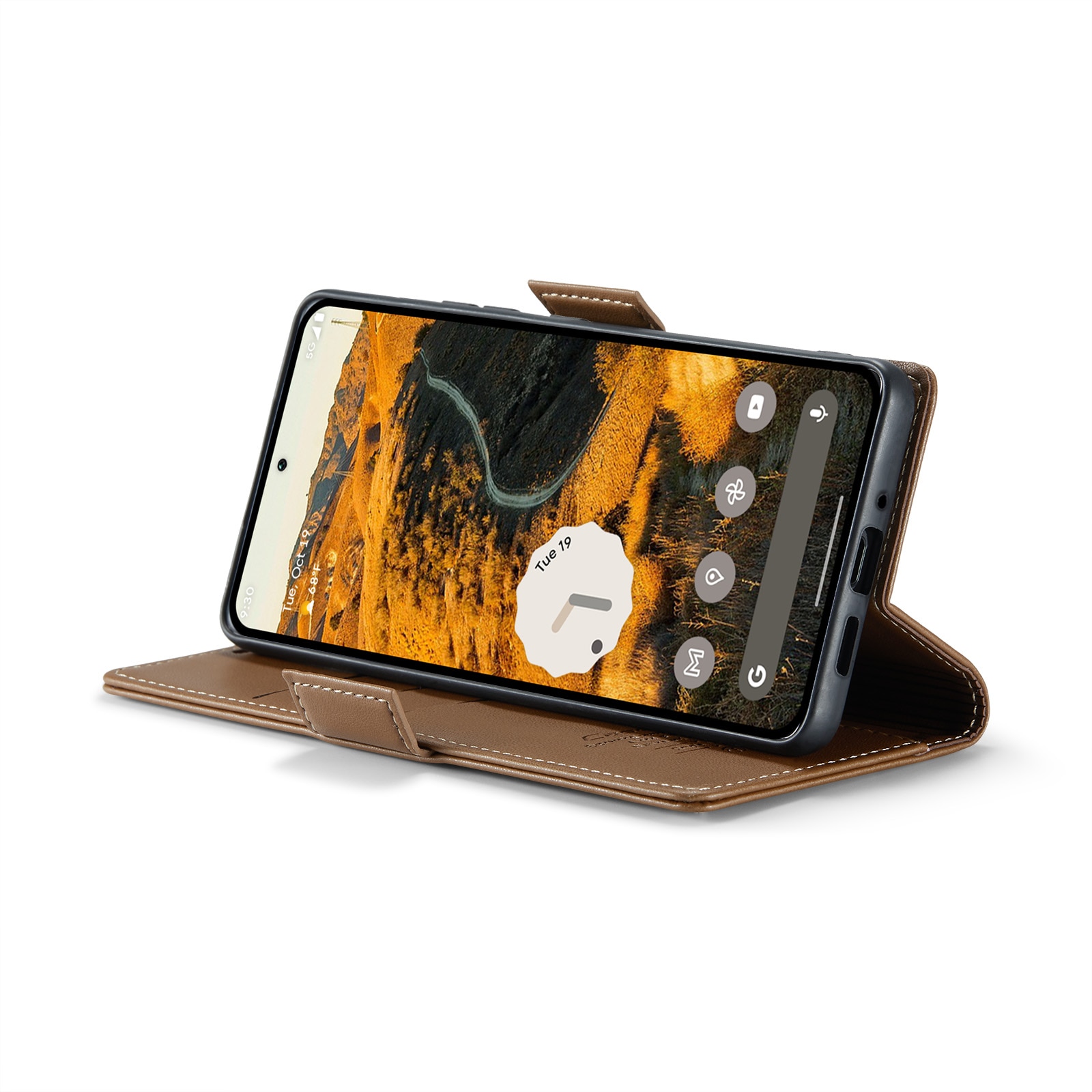 Funda delgada con solapa anti-RFID Google Pixel 9 Pro XL Marrón