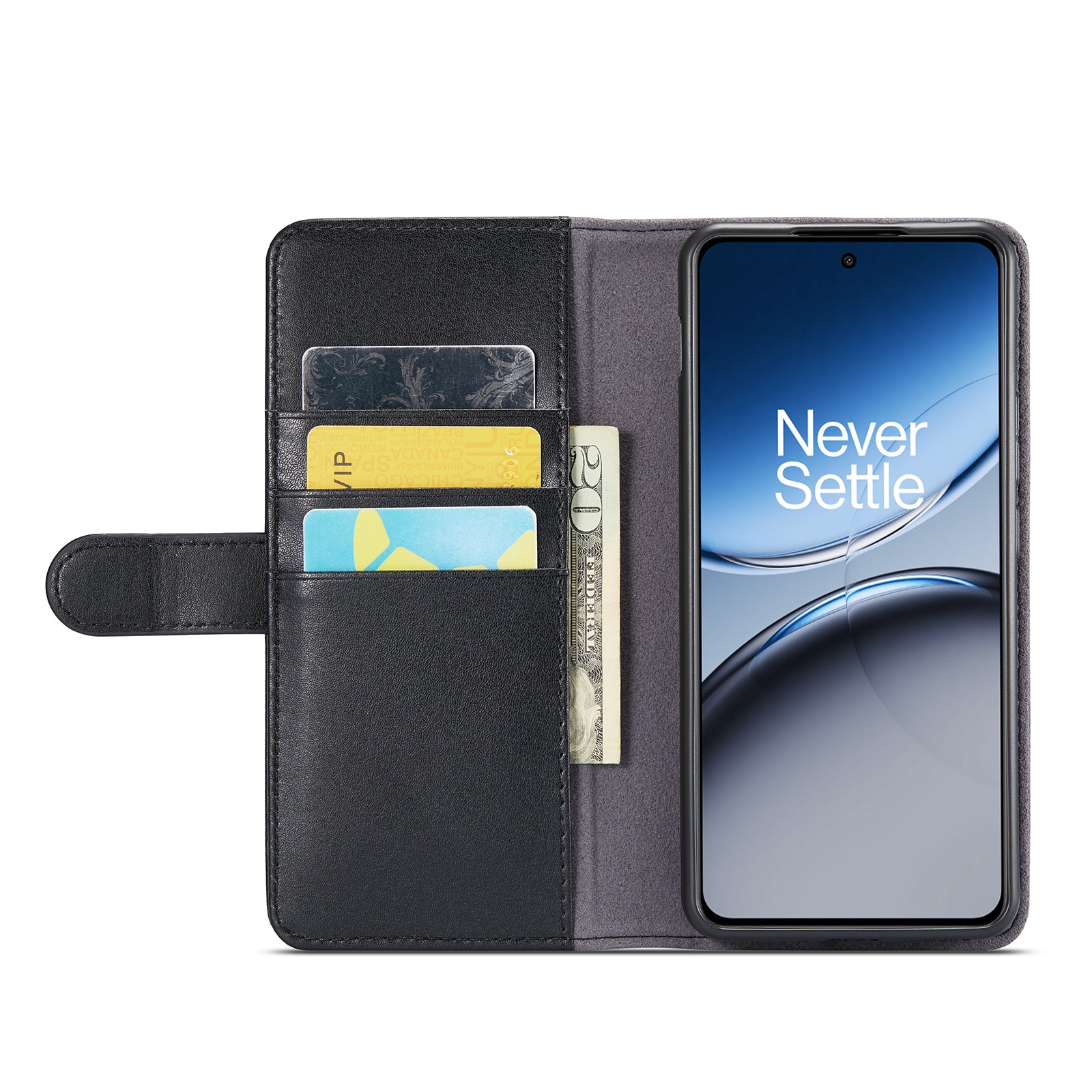 Funda de cuero genuino OnePlus Nord 4, negro