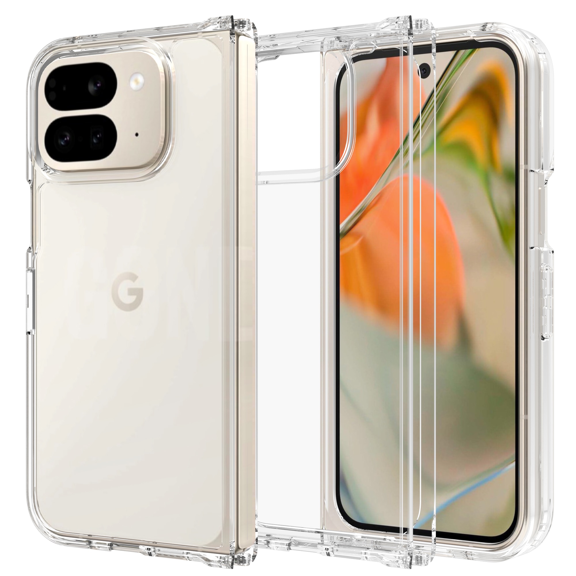 Funda híbrida para Google Pixel 9 Pro Fold, transparente