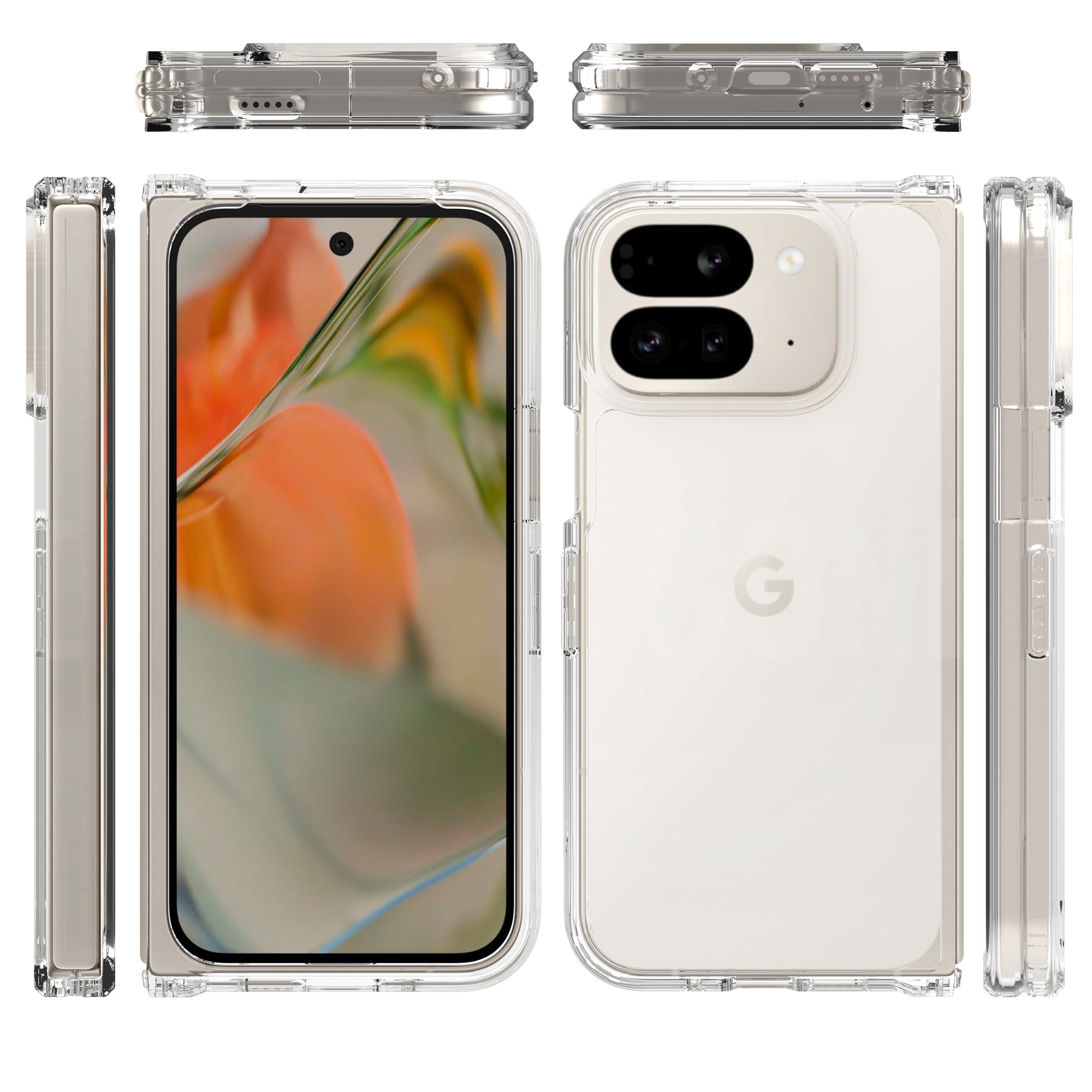 Funda híbrida para Google Pixel 9 Pro Fold, transparente