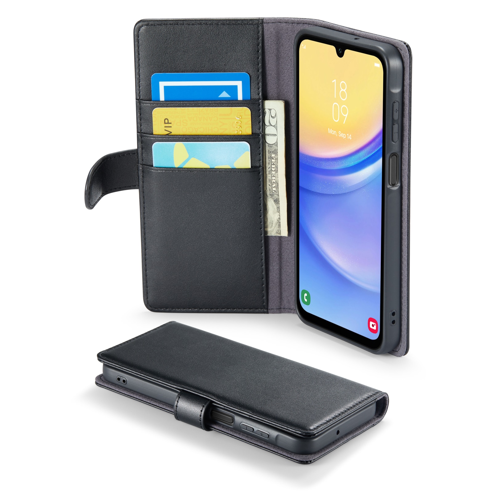 Funda de cuero genuino Samsung Galaxy A16, negro