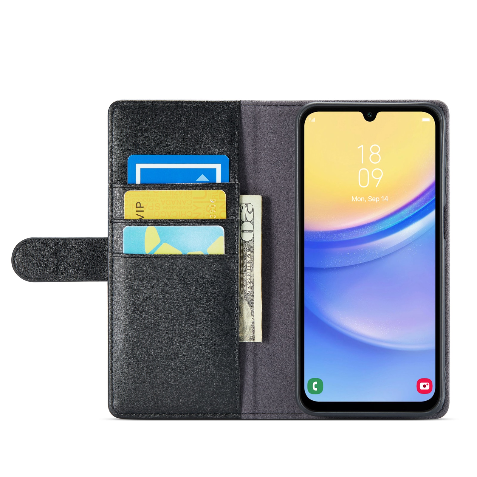 Funda de cuero genuino Samsung Galaxy A16, negro