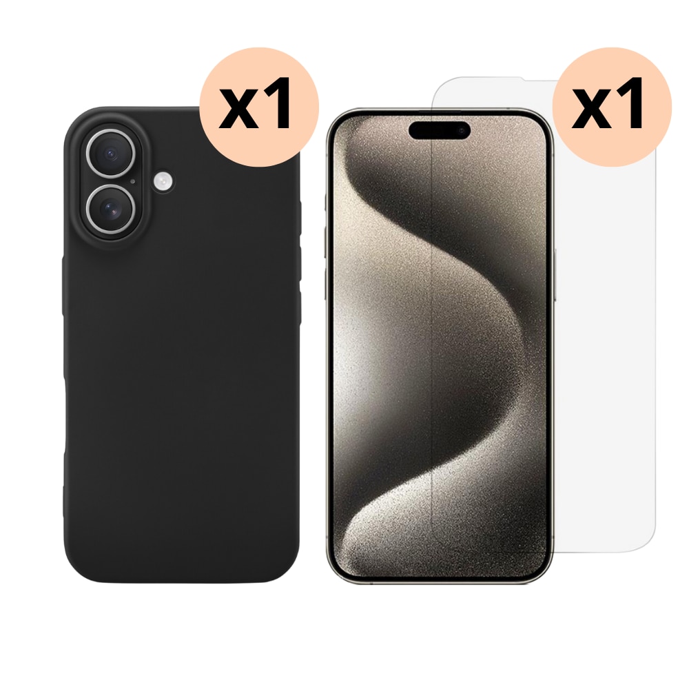 Kit para iPhone 16: Funda TPU y protector de pantalla