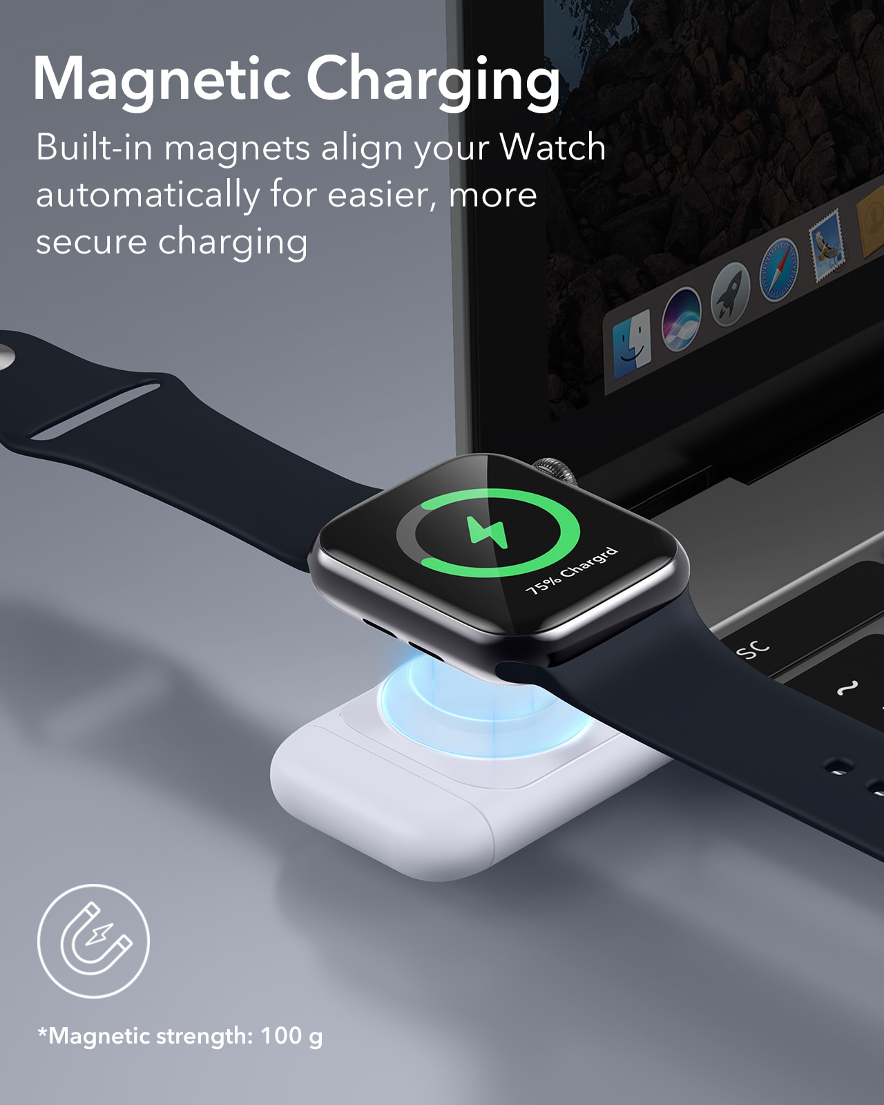 Cargador portátil para Apple Watch blanco