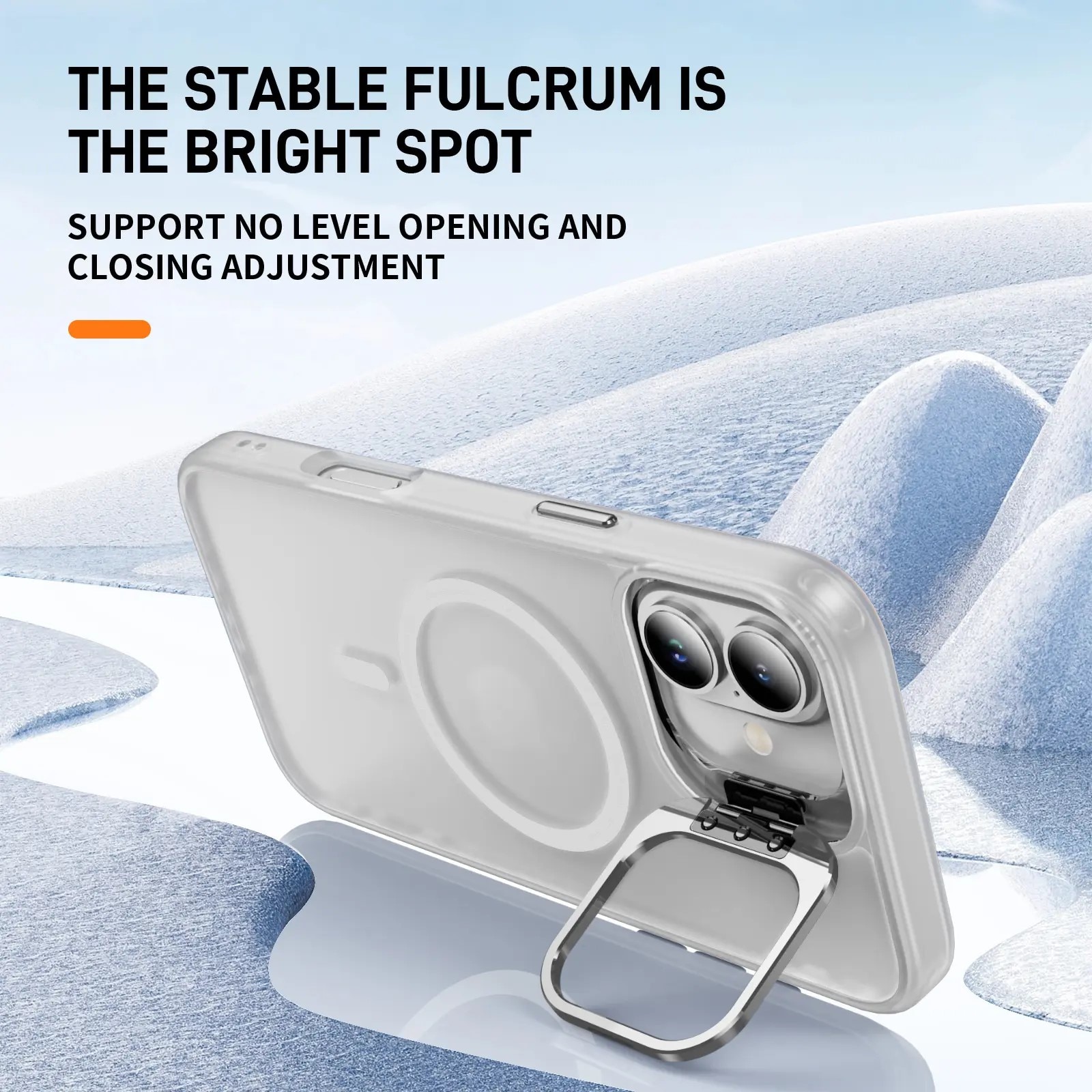 Funda híbrida Kickstand MagSafe iPhone 16 transparente