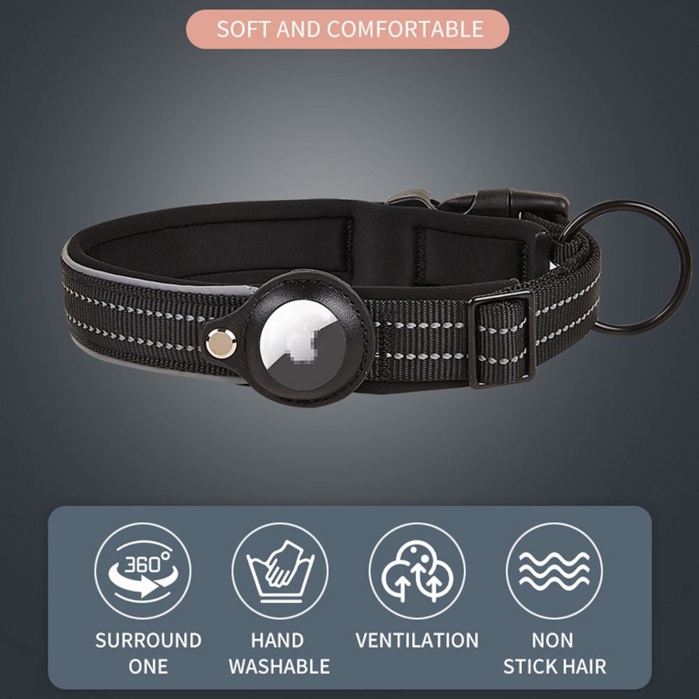 Apple AirTag Collar para Perro con Reflectante M, negro