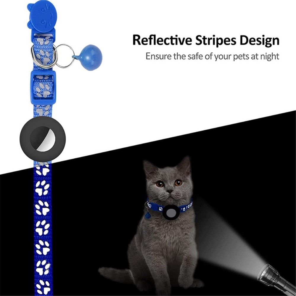 Collar para gatos Apple AirTag con huella de pata reflectante, azul