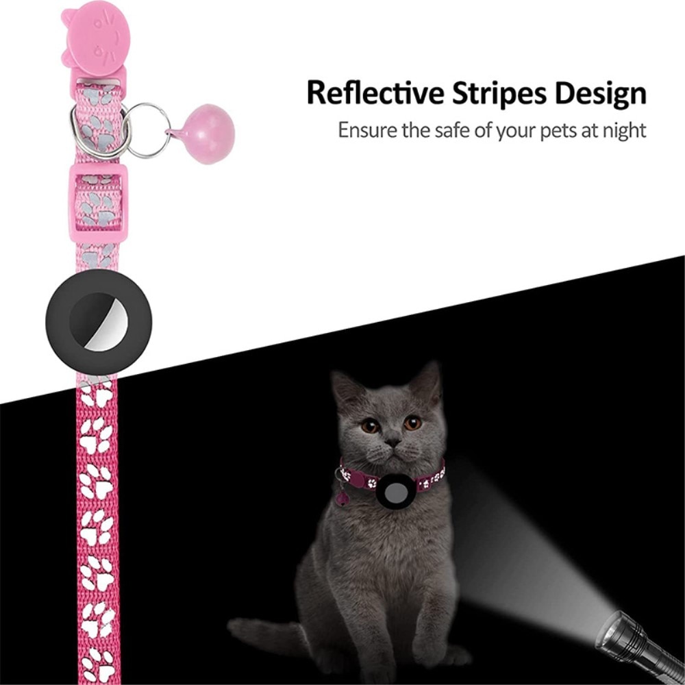 Collar para gatos Apple AirTag con huella de pata reflectante, rosado