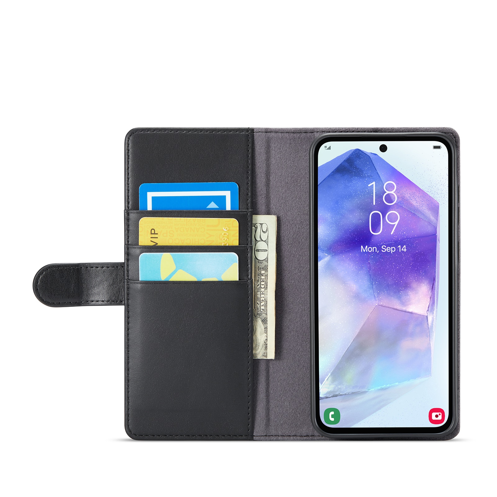 Funda de cuero genuino Samsung Galaxy A56, Negro