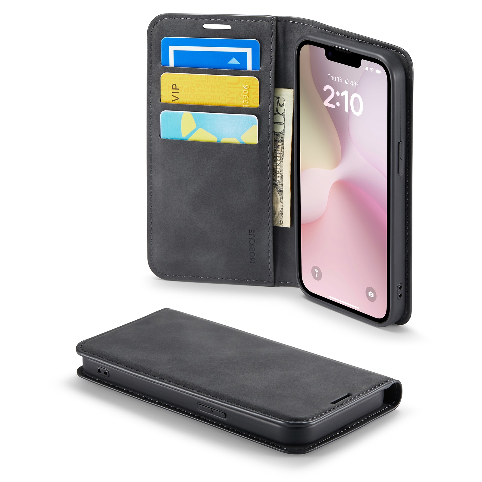 Funda delgada cartera iPhone 16e Negro