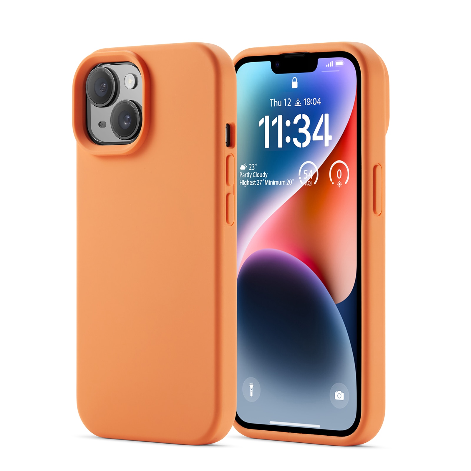 Funda de silicona Magnetic iPhone 14 Solar Orange