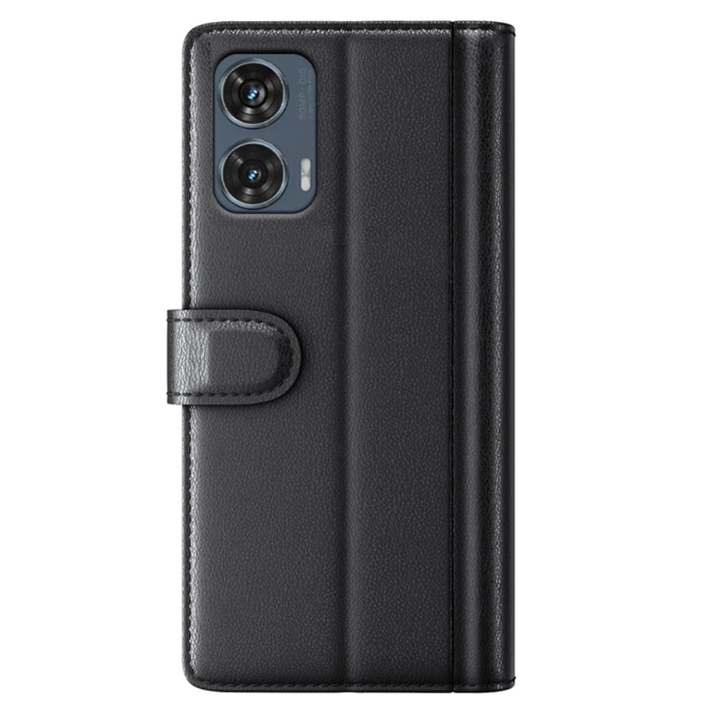 Funda de cuero genuino Motorola Edge 50 Fusion, negro