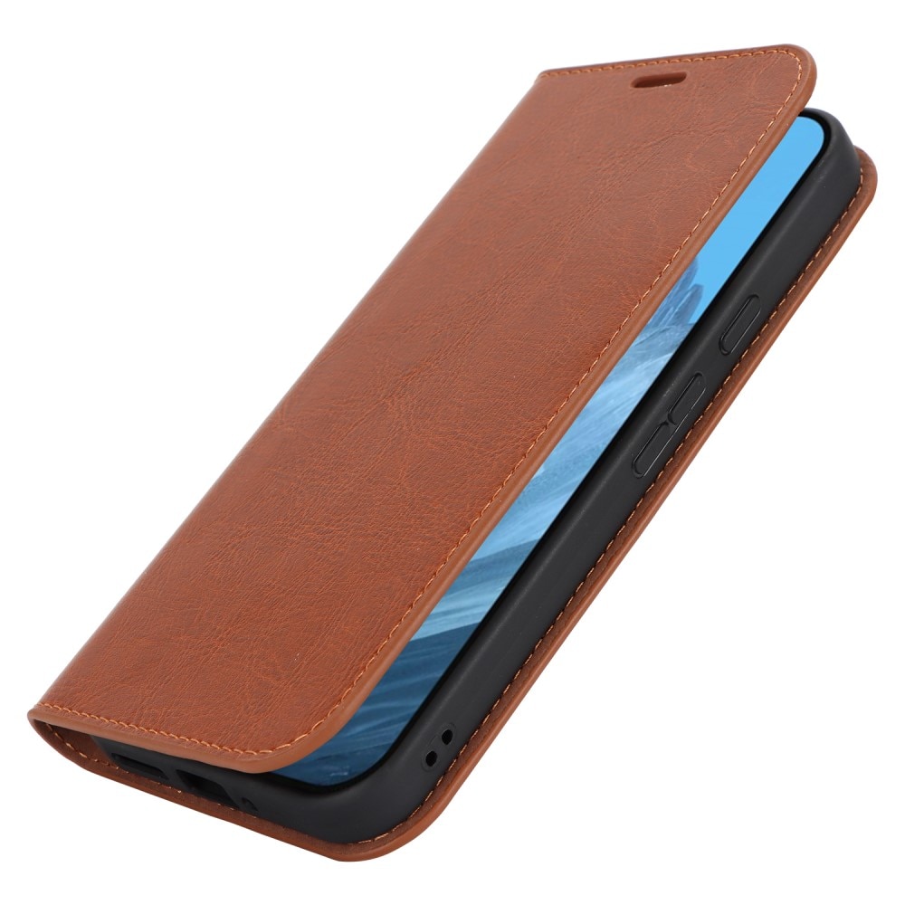 Funda cartera de cuero genuino Google Pixel 9 marrón