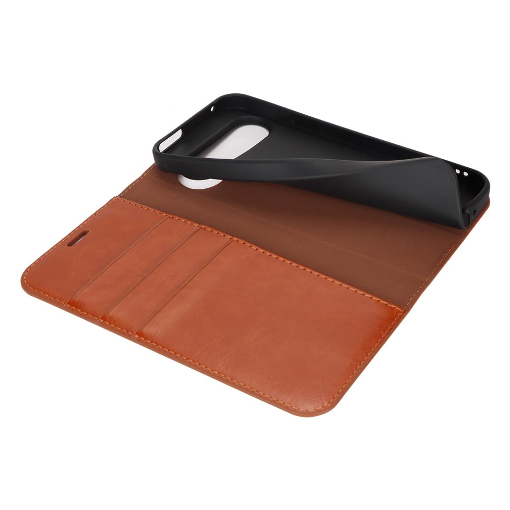 Funda cartera de cuero genuino Google Pixel 9 Pro marrón