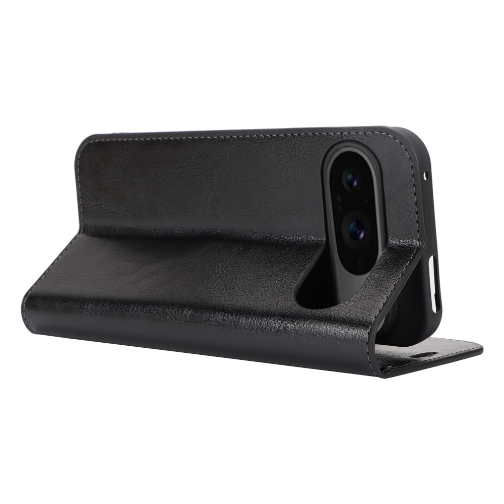 Funda cartera de cuero genuino Google Pixel 9 Pro negro