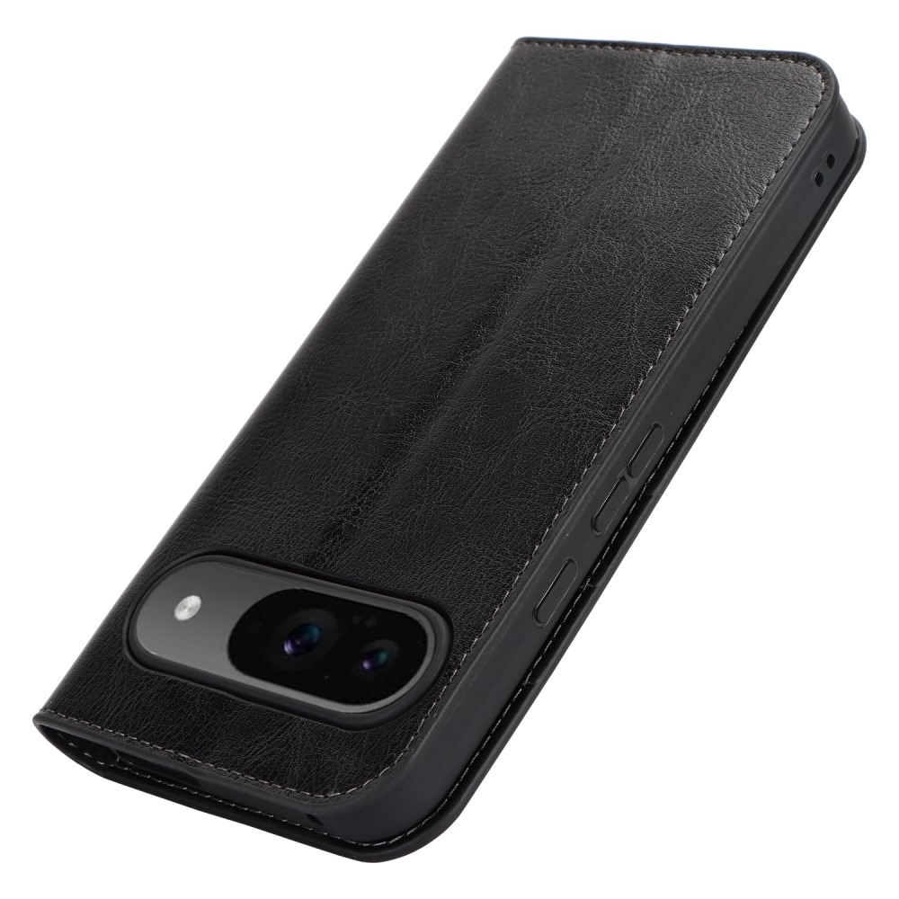 Funda cartera de cuero genuino Google Pixel 9 Pro negro