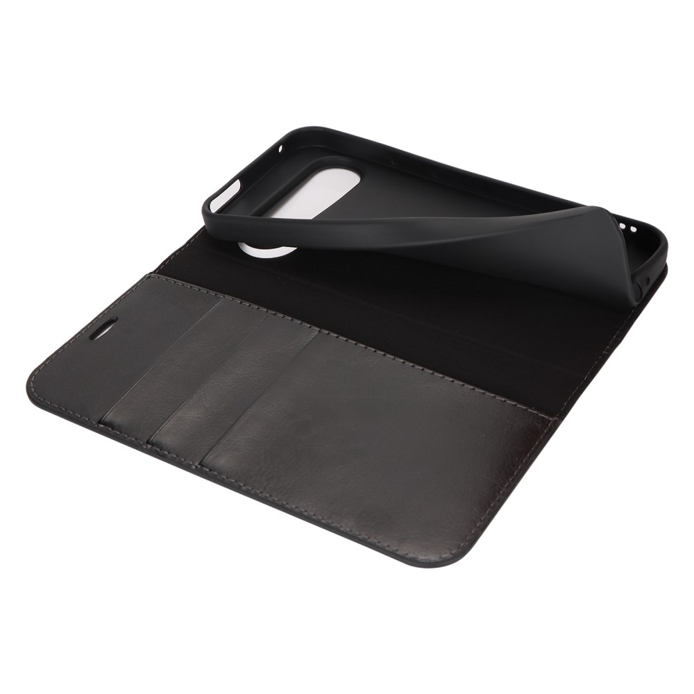 Funda cartera de cuero genuino Google Pixel 9 negro