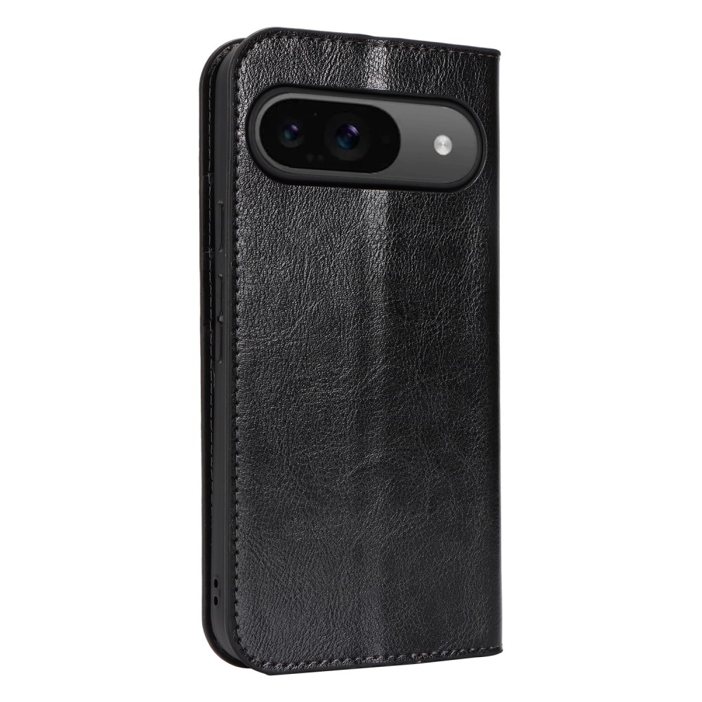 Funda cartera de cuero genuino Google Pixel 9 Pro negro