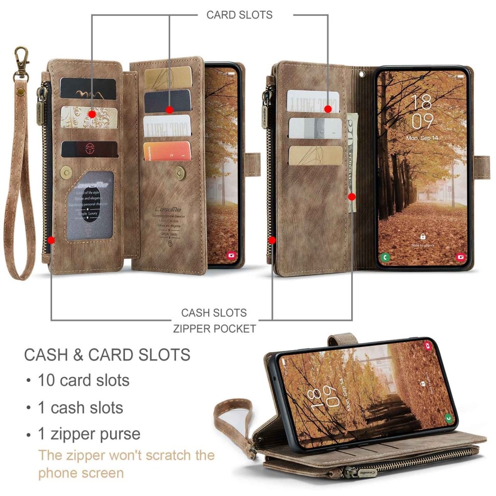 Cartera Zipper Samsung Galaxy A55 Marrón