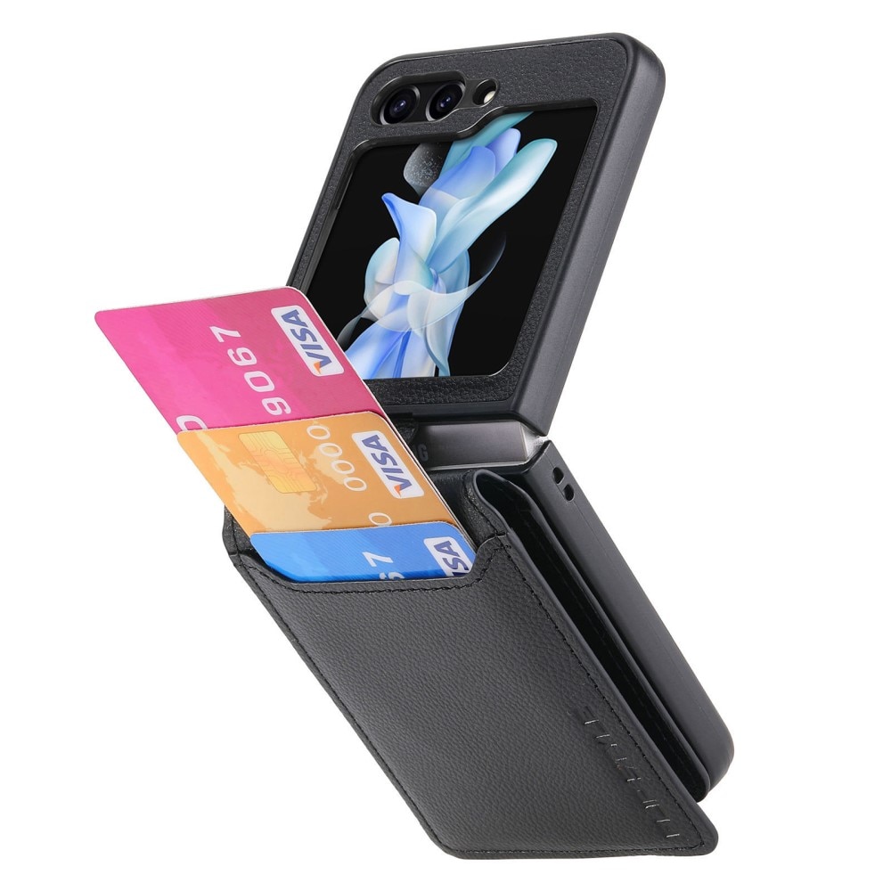 Funda con porta anillos y ranuras para tarjetas Samsung Galaxy Z Flip 6, negro