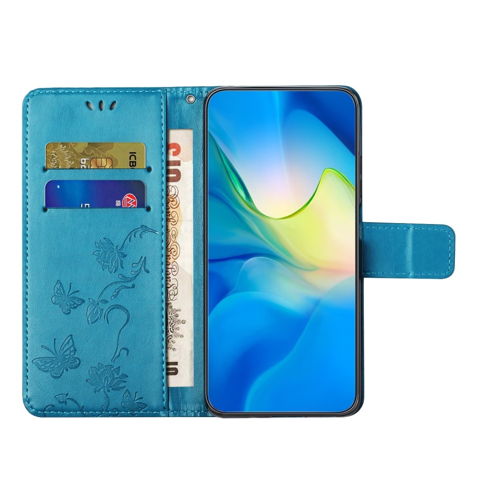 Funda de Cuero con Mariposas Samsung Galaxy S24 FE, azul