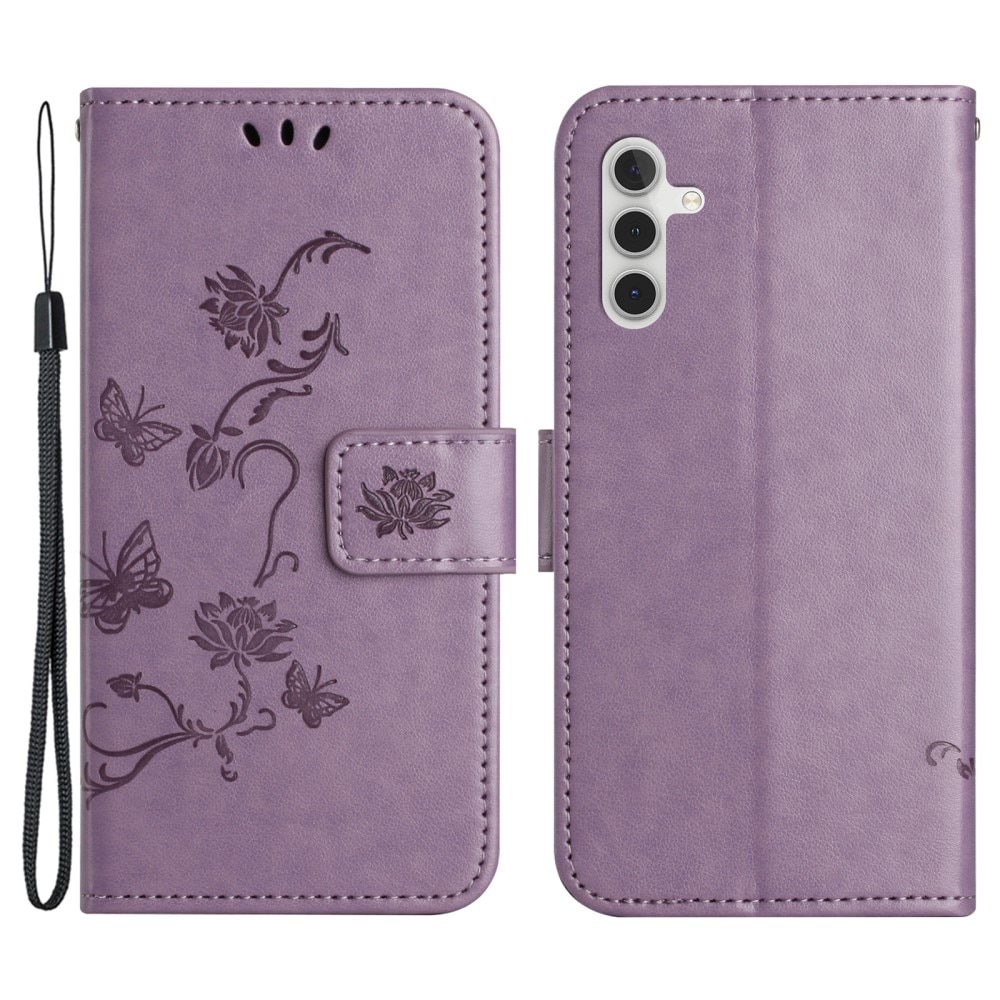 Funda de Cuero con Mariposas Samsung Galaxy S24 FE, violeta