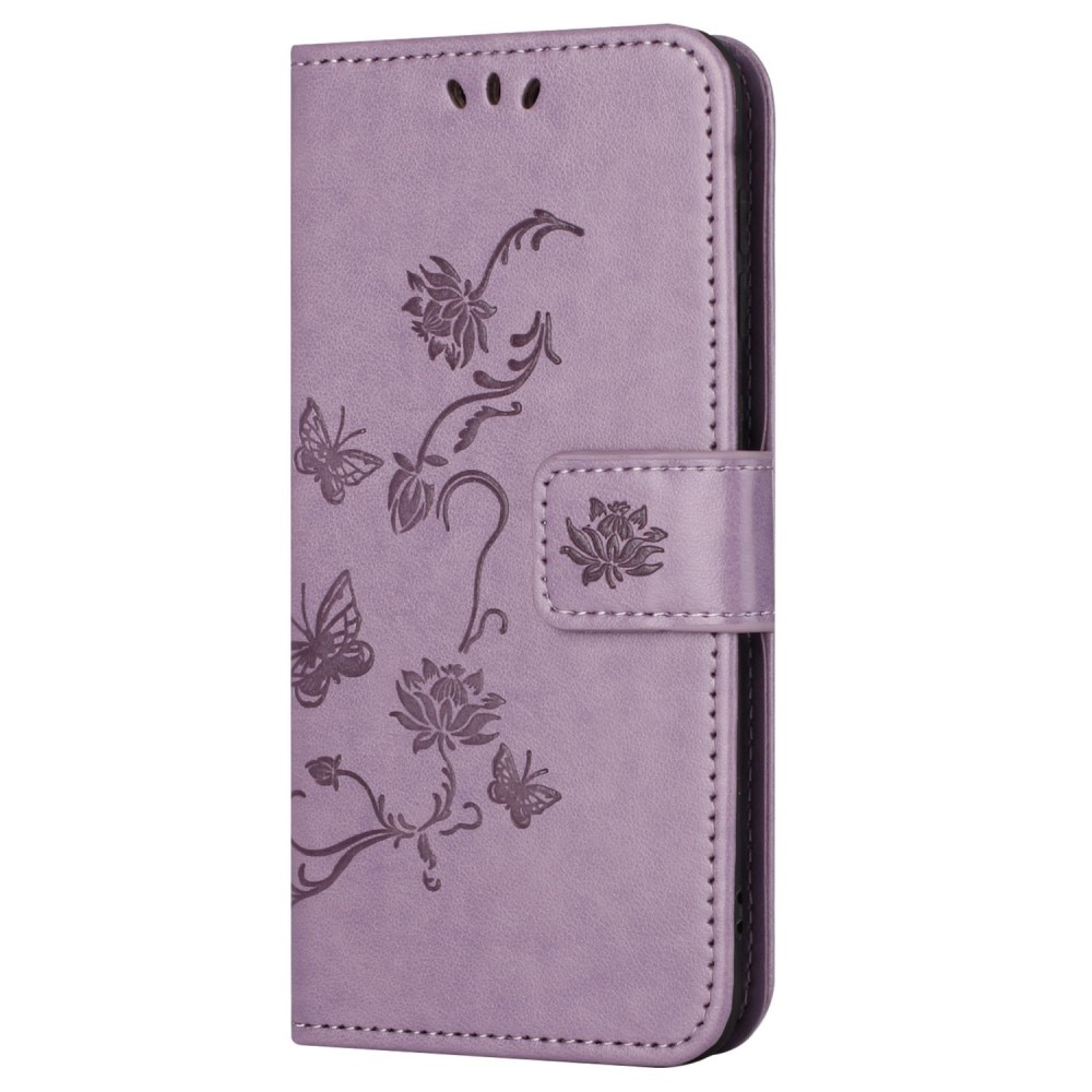 Funda de Cuero con Mariposas Samsung Galaxy S24 FE, violeta