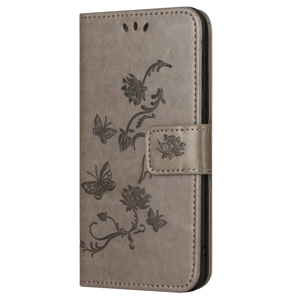 Funda de Cuero con Mariposas Samsung Galaxy S24 FE, gris