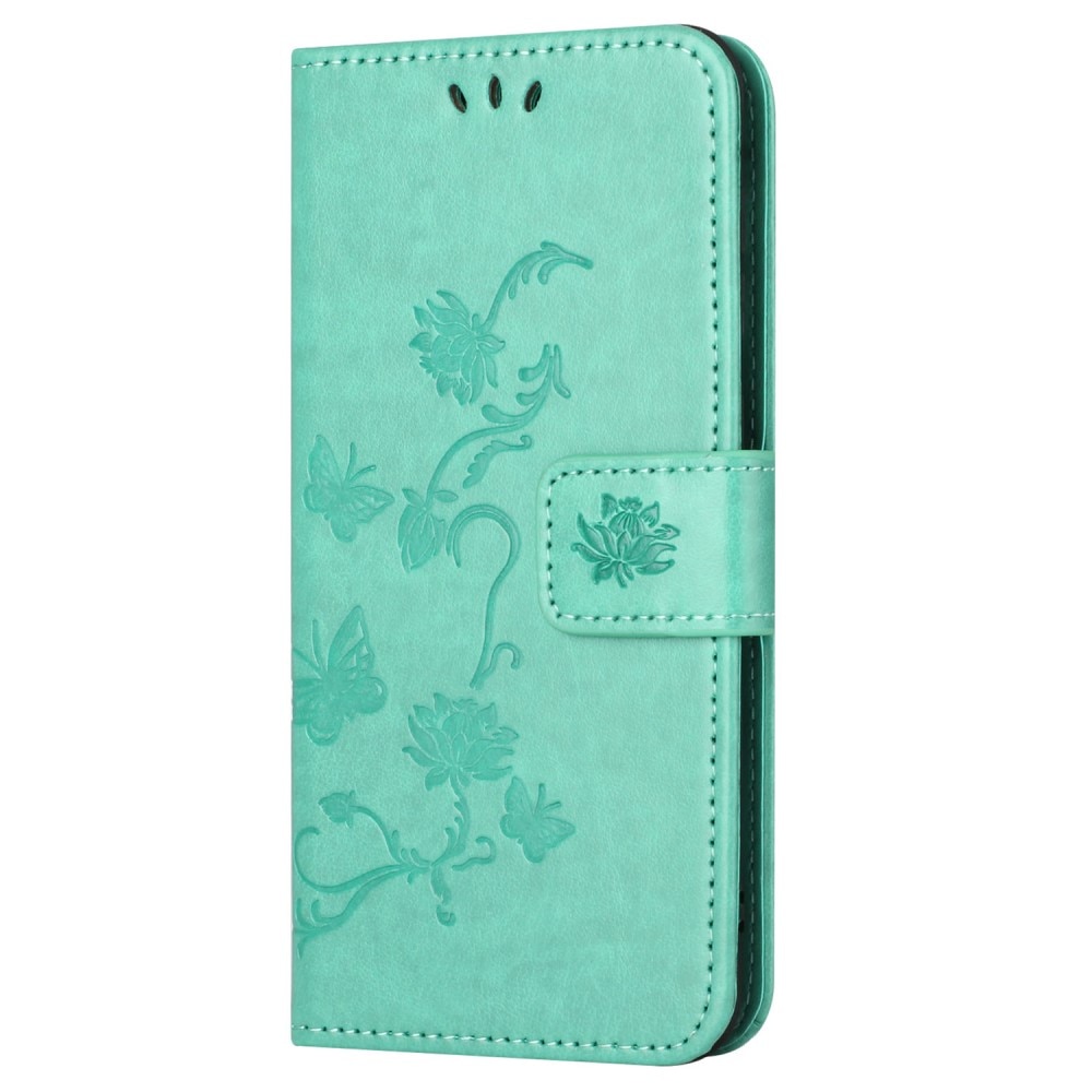 Funda de Cuero con Mariposas Samsung Galaxy S24 FE, verde