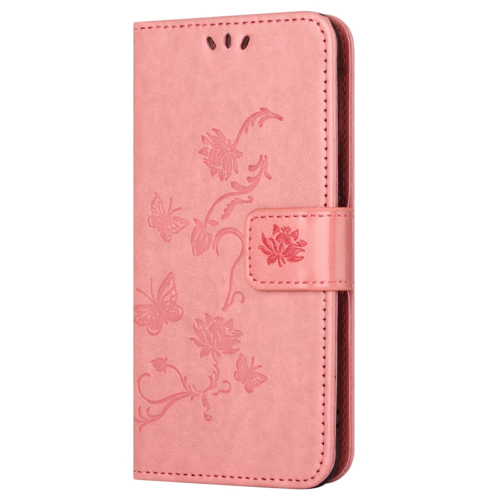 Funda de Cuero con Mariposas Samsung Galaxy S24 FE, rosado