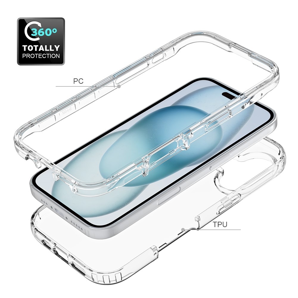 Funda con cobertura total iPhone 16 transparente