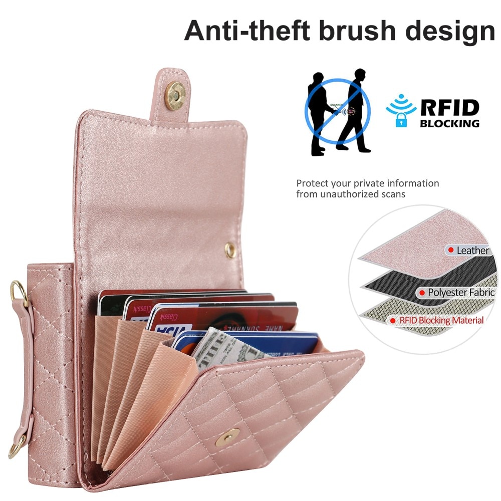 Funda acolchada tipo billetera anti-RFID Samsung Galaxy Z Flip 6 oro rosa