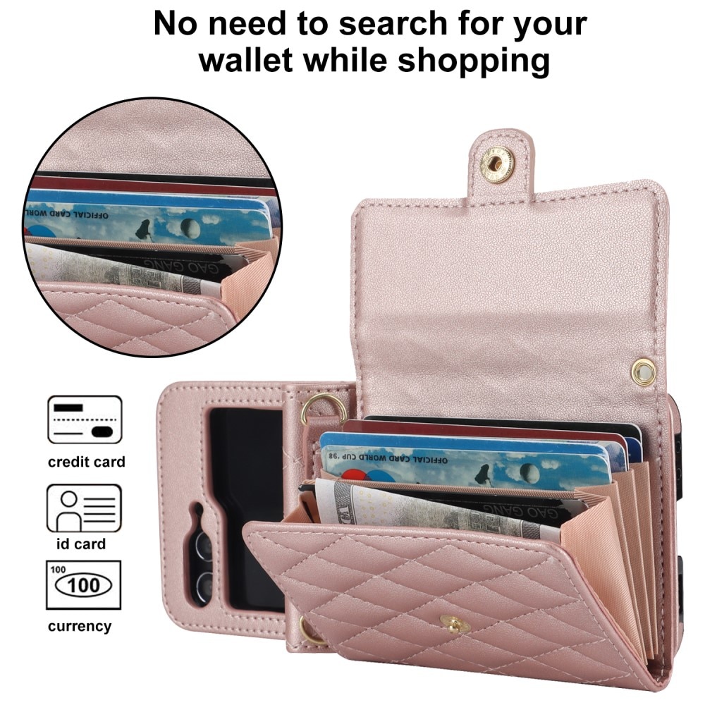 Funda acolchada tipo billetera anti-RFID Samsung Galaxy Z Flip 6 oro rosa