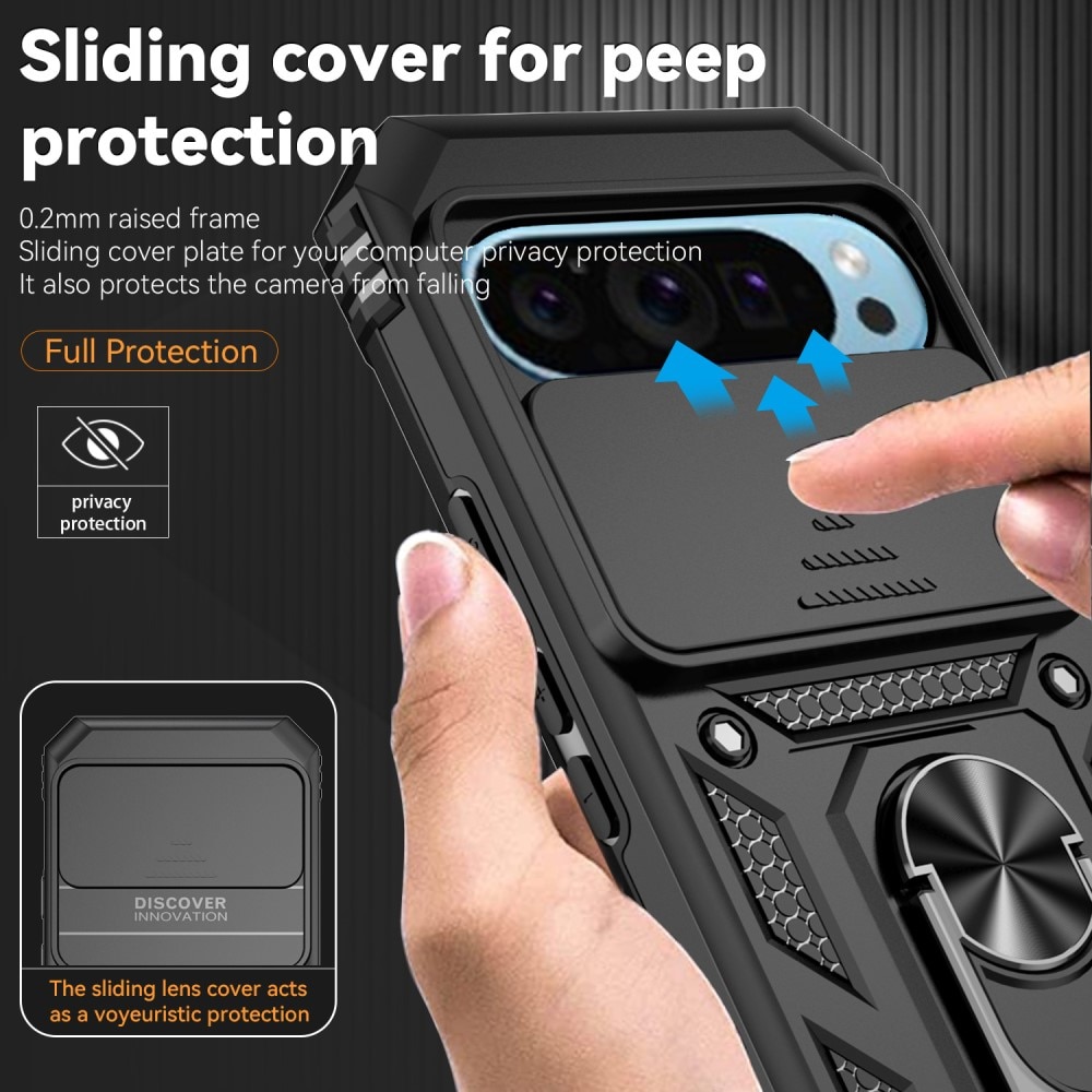 Funda híbrida Ring y Protector Cámara Google Pixel 9 Negro