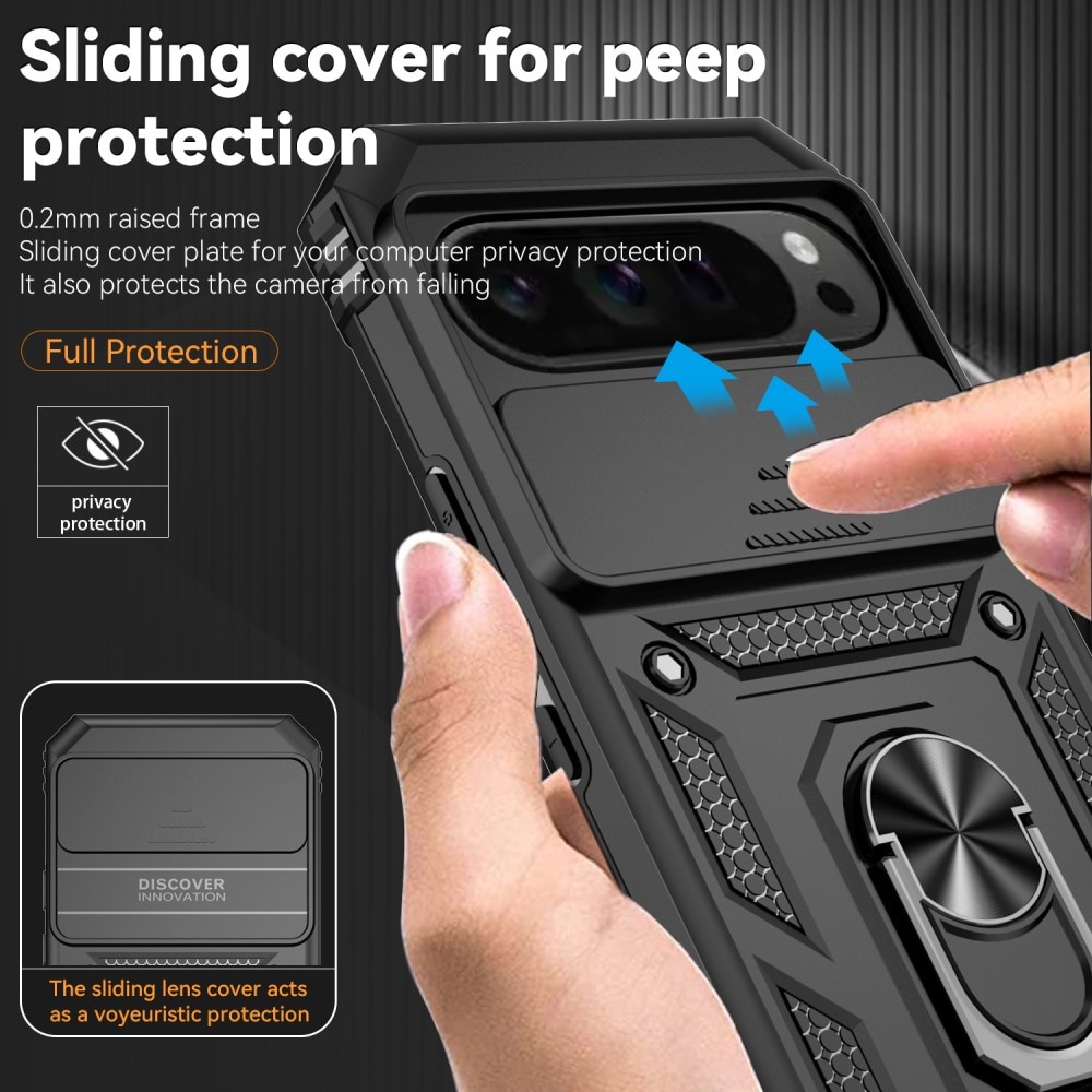 Funda híbrida Ring y Protector Cámara Google Pixel 9 Pro XL Negro