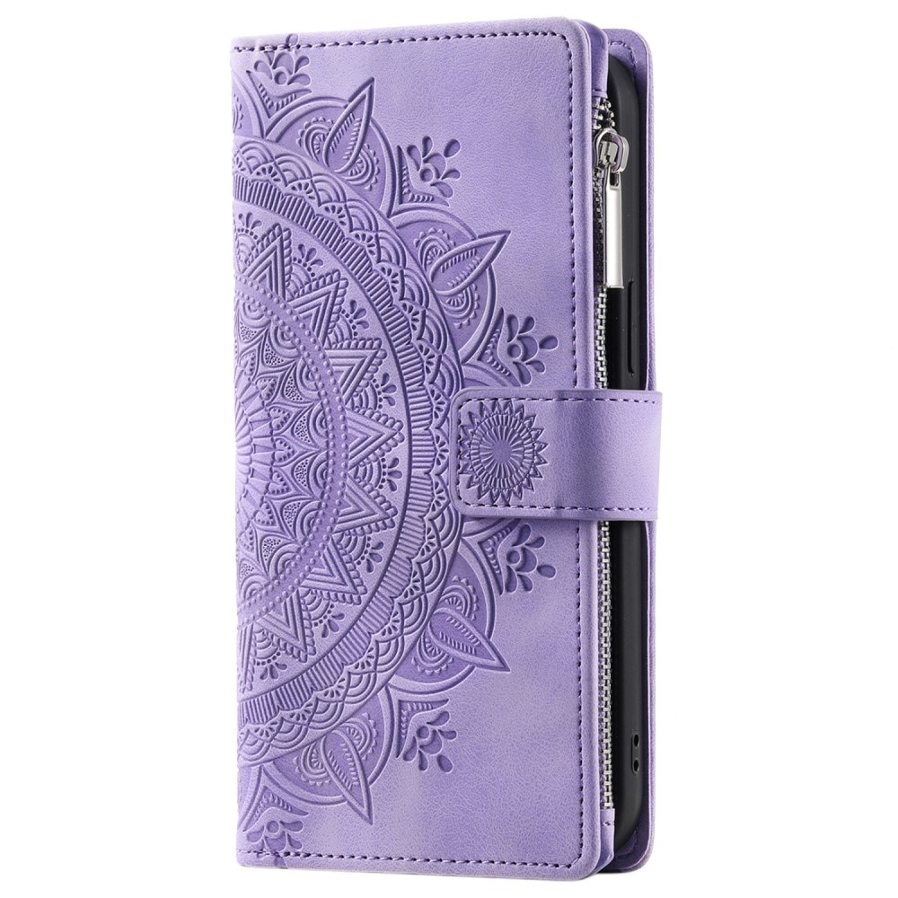 Funda Mandala tipo billetera Samsung Galaxy S24 FE, violeta