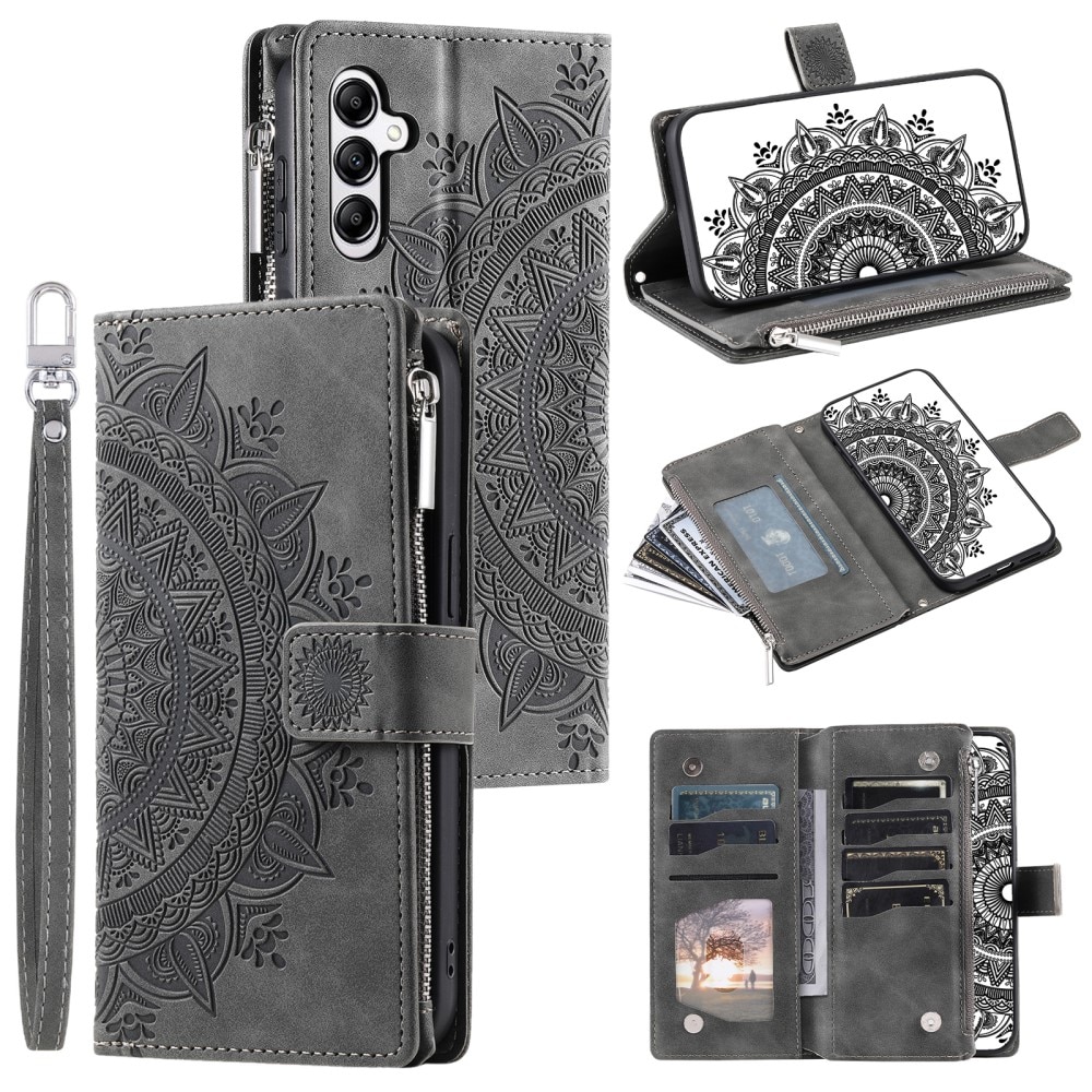 Funda Mandala tipo billetera Samsung Galaxy S24 FE, gris