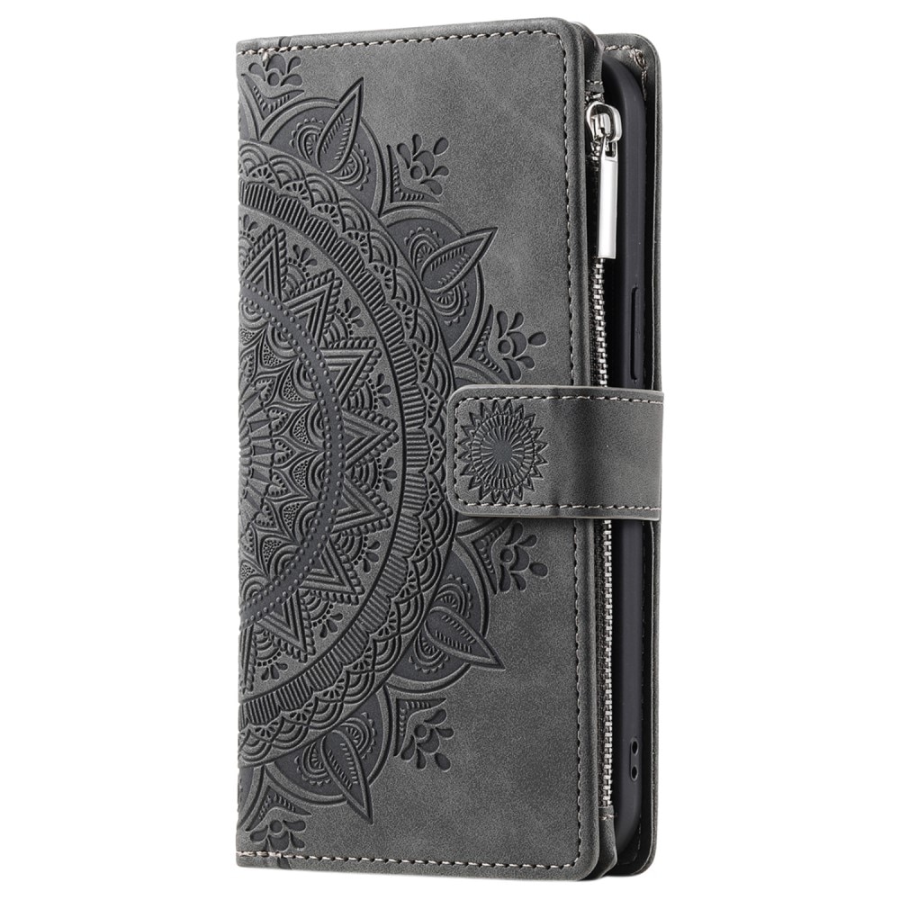 Funda Mandala tipo billetera Samsung Galaxy S24 FE, gris