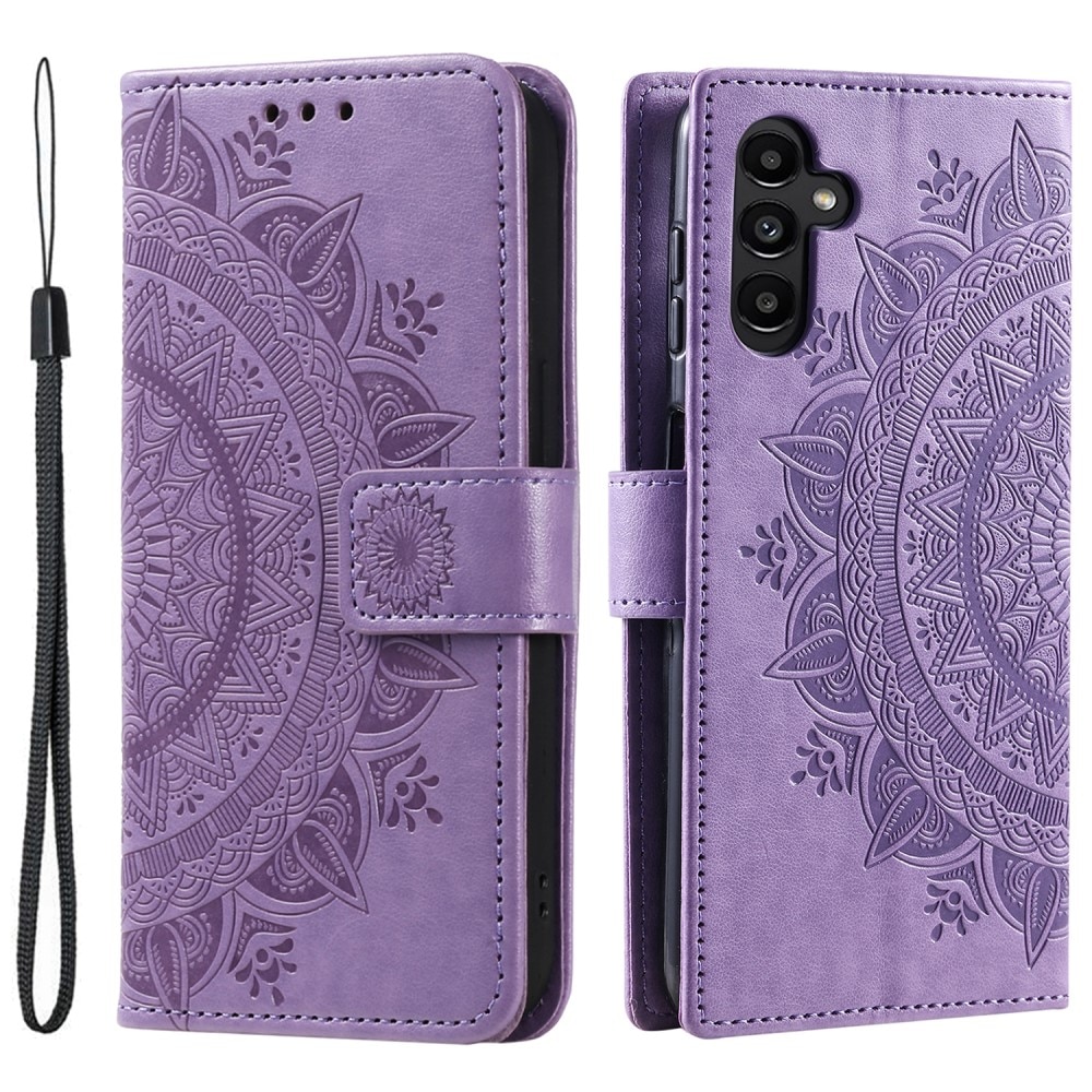 Funda de Cuero Mandala Samsung Galaxy S24 FE violeta