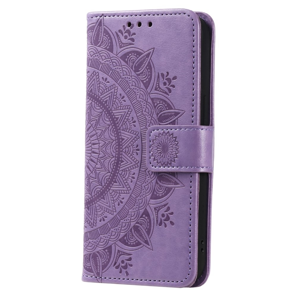 Funda de Cuero Mandala Samsung Galaxy S24 FE violeta